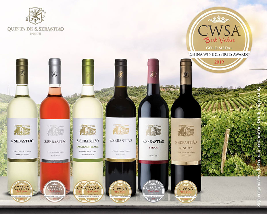 vinos de Portugal, vinos blanco, tinto, rosado, reserva S. Sebastião. China Wine and Spirits Awards 2019